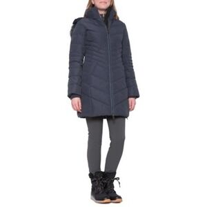 Pajar Navy Quilted Down Faux Fur Trim  Parka Winter Jacket Coat XS